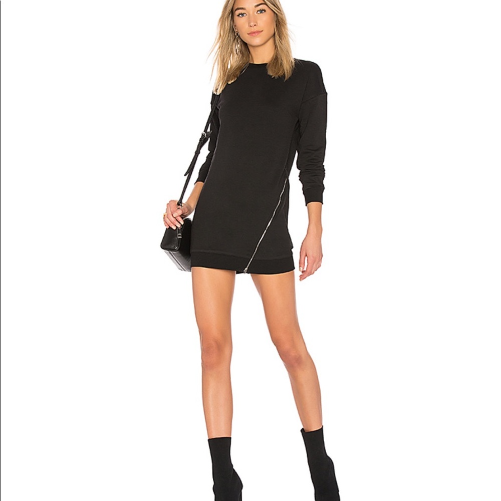 Tarina Zip Sweatshirt Dress in Black